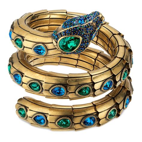 gucci triple wrap snake bracelet with crystals|gucci snake motif bracelet.